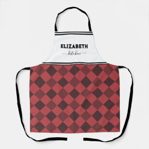 Tablier Cuisine Plaid Buffle Blanc Et Rouge Personnalisée