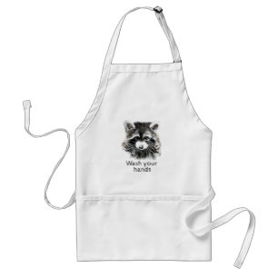 Tablier Cuisine salle de bain Lavez vos mains Raccoon Anim