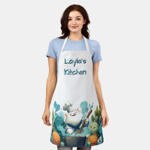 Tablier Cuisinier Chat Souriant Cuisine avec des Légumes A