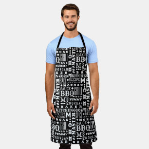 Tablier Cuisinier Motif Noir Et Blanc Personnalisé