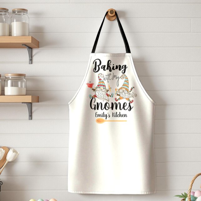 Tablier Cuisson avec mes Gnomes Boulangerie sur mesure Bou (Baking with my Gnomes cute Cooking Funny Xmas Baking quote baker womens lady pastry saying chef her)