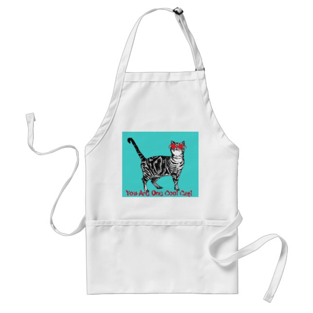 Tablier Cuite Tabby Cool Chat Aquarelle Art Cuisine Apron (Devant)