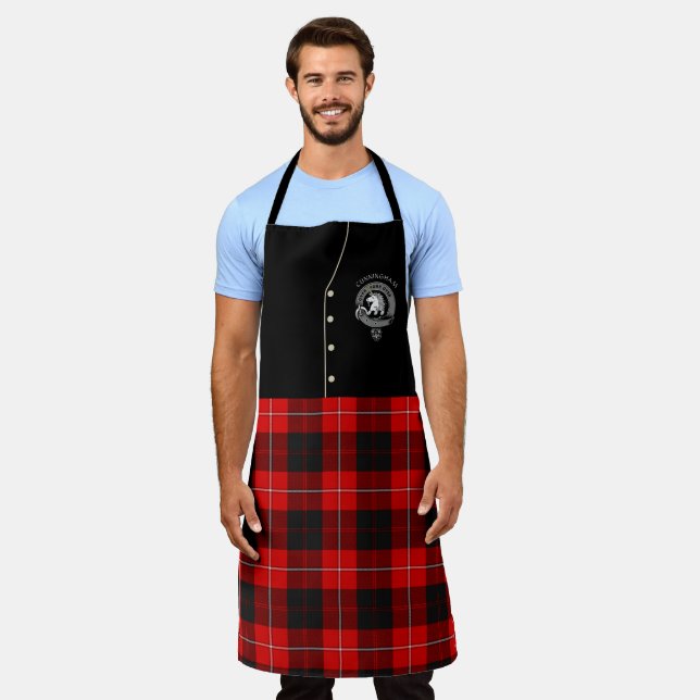 Tablier Cunningham Clan Badge & Tartan Kilt (Porté)