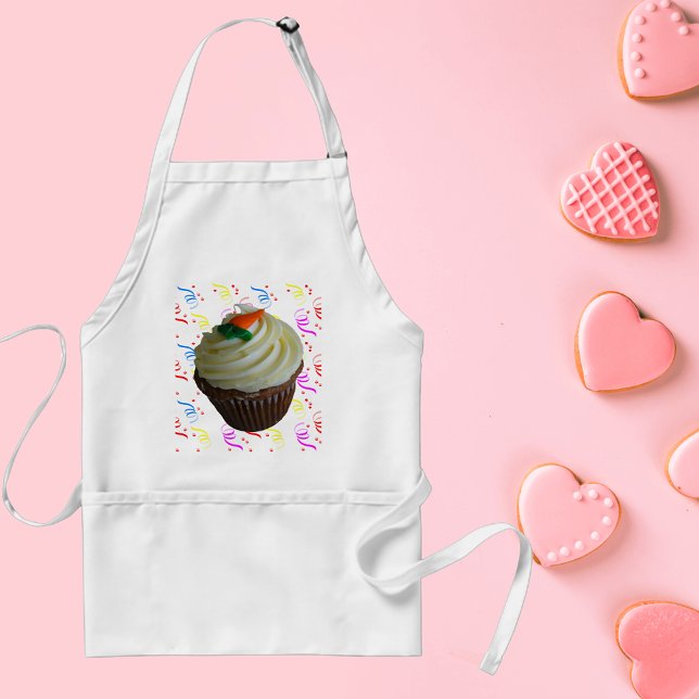 Tablier Cupcake de carottes avec Confetti (Carrot Cake Cupcake with Confetti Adult Apron)