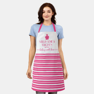 Tablier Cupcake Nom Personnalisé Cuisine Avec Bande Amour