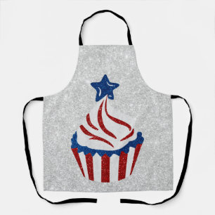 Tablier Cupcake Rouge, Blanc & Bleu 4 Juillet Paillettes