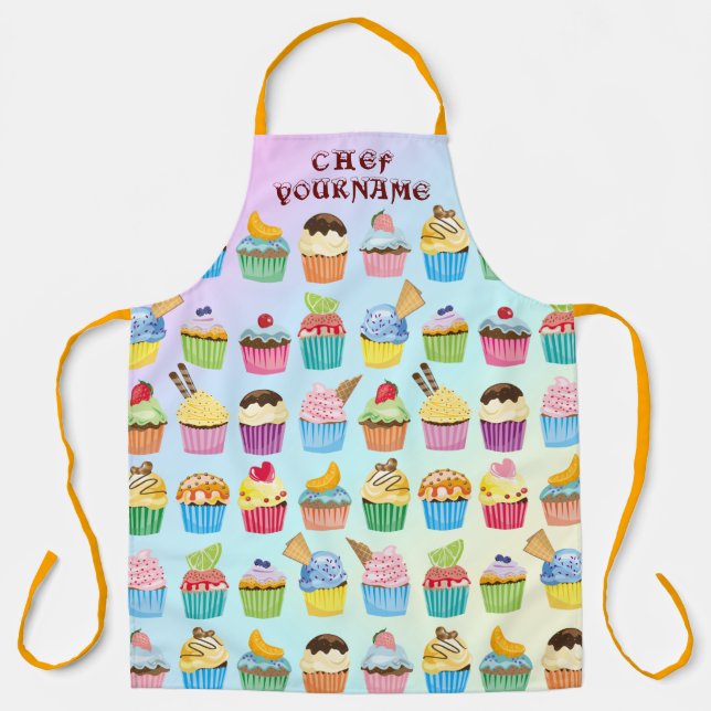 Tablier Cupcakes Monogramme Goodies sucrées et sucrées (Recto)