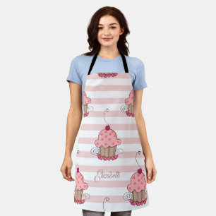 Tablier Cupcakes Pink Stripes Apron