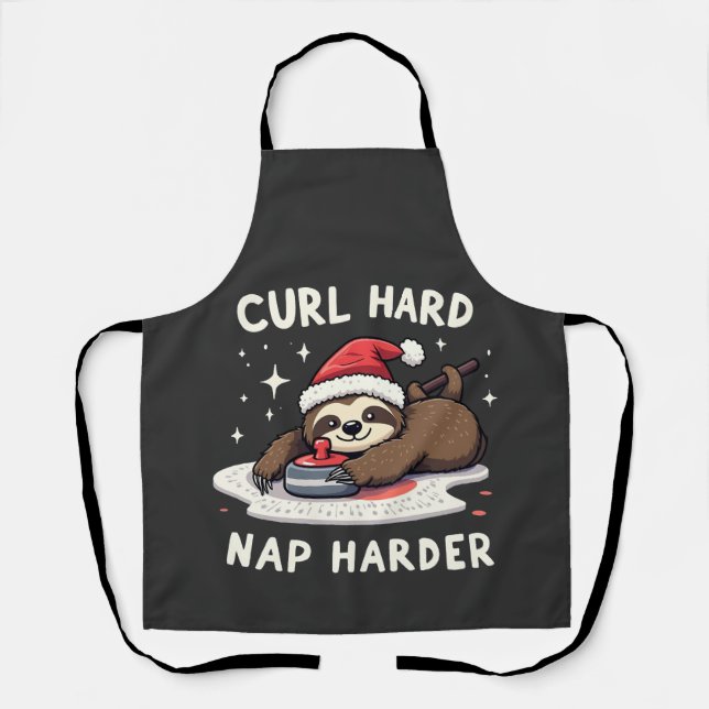 Tablier Curling dur Nap Harder Curling Sport Sloth Xmas (Recto)