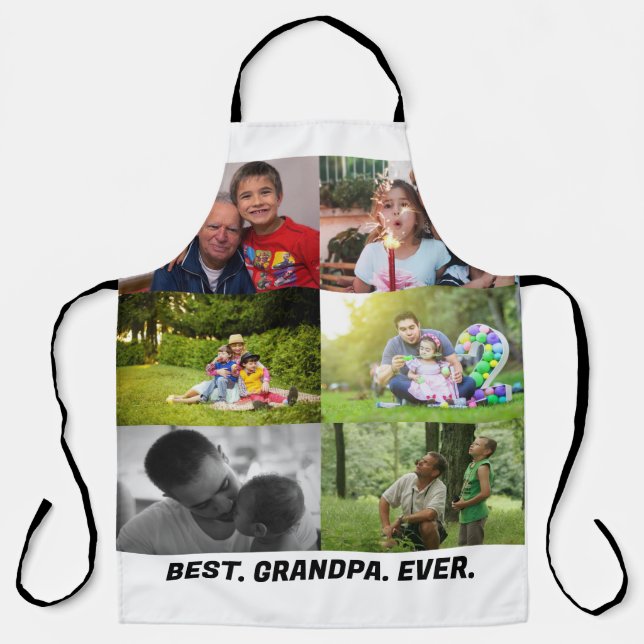 Tablier Custom Best grand-père ever 6 photo collage (Recto)