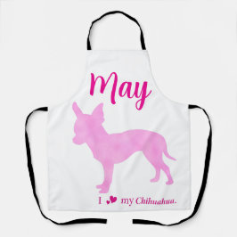 Tablier Custom Chihuahua Apron Pastel Pink Silhouette