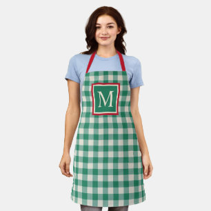 Tablier Custom Christmas Holiday Green Red Ivor En vichy