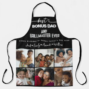 Tablier Custom Elegant Meilleur Bonus Papa Photo collage