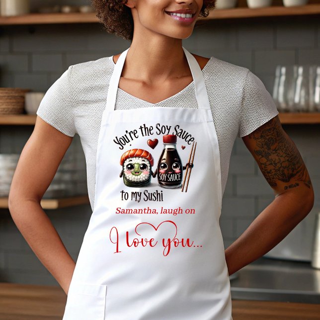 Tablier Custom Name Cartoon Food Love Valentine Apron (Custom Name Cartoon Food Love Valentine Apron)
