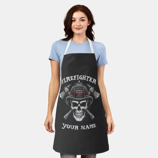 Tablier Custom Name Firefighter Wife Apron (Porté)