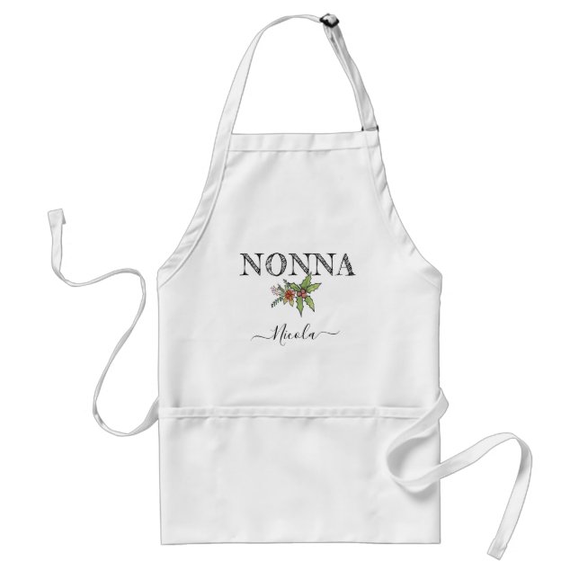Tablier Custom Name Personalized Nonna Apron With Pockets (Devant)