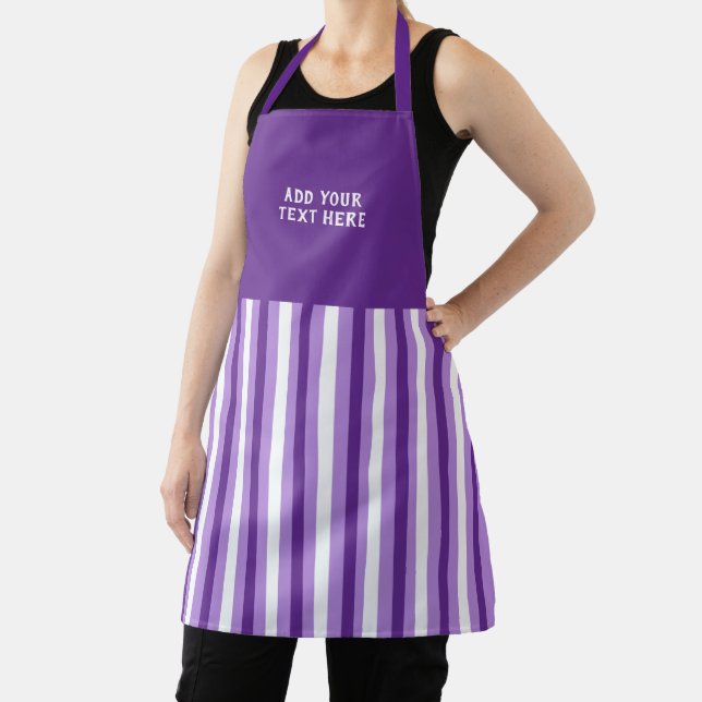 Tablier Custom text purple white striped  (Insitu)