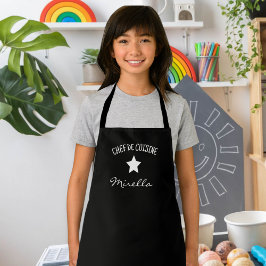 Tablier Customizable black apron - star apron for kids
