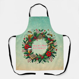 Tablier Customizable Holiday Beekeeping Wreath Apron