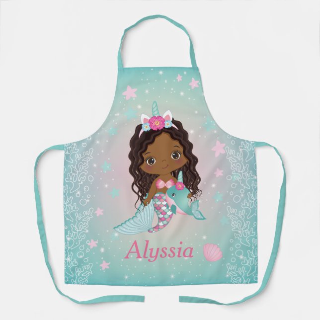 Tablier Cute Afrique-Amérique licorne Mermaid Apron (Recto)