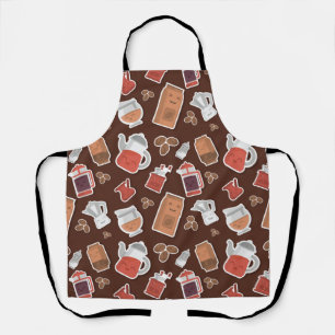 Tablier Cute Amateurs de café Caféine Theme Kawaii Motif