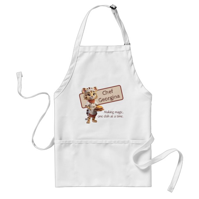 Tablier Cute Animal Chef Tiger Personnalisable (Devant)