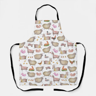 Tablier Cute Aquarelle ferme Grange Animaux Motif