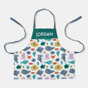 Tablier Cute Aquarelle Océan Animaux Motif
