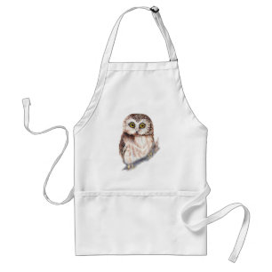 Tablier Cute Aquarelle Vache Chouette Humour d'oiseaux