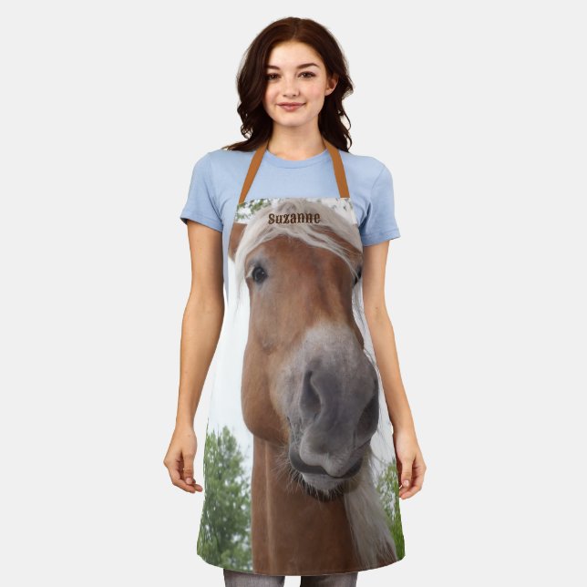 Tablier Cute Belge Brouillon Cheval Visage Personnalisé (Porté)