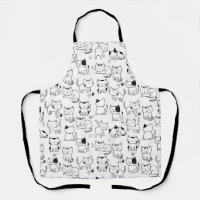 Cute Black White Doodle Chats Motif