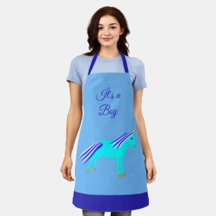 Tablier Cute Blue Baby Boy Unicorn Personnalisé