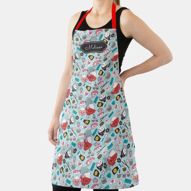 Tablier Cute Blue Sushi Motif Apron (Insitu)