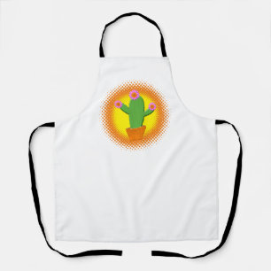 Tablier Cute Cactus Cartoon Avec Fleurs Roses