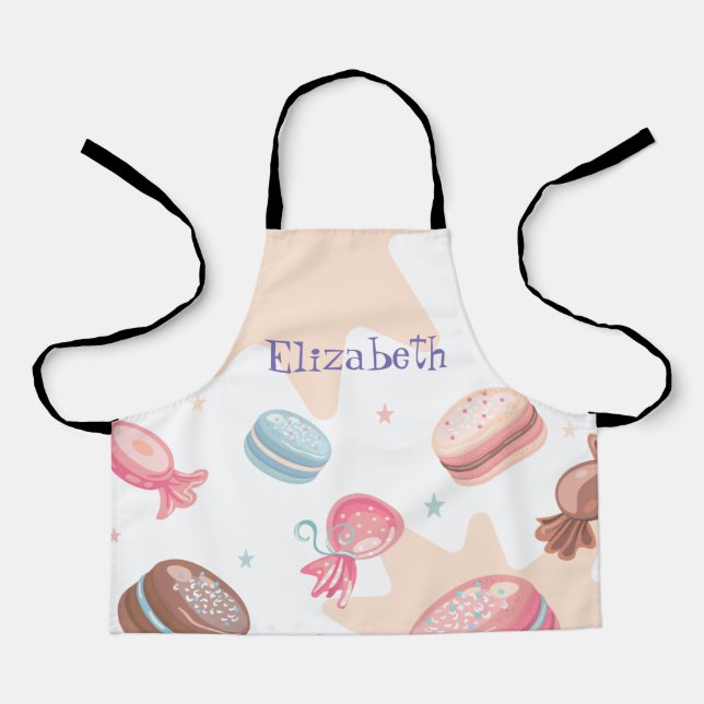 Tablier Cute Candy Macarons Personnalisé (Recto)