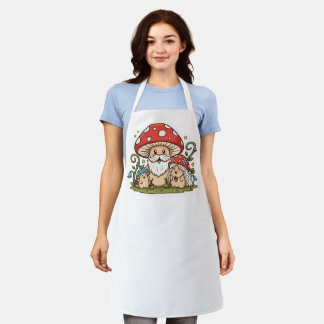 Tablier Cute Champignons Famille Cool Imprimé Adulte Apron