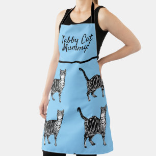 Tablier Cute Chat Tabby Motif Bleu Chats Mums Cuisine Apro