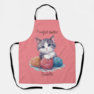 Tablier Cute chaton aquarelle avec fils nom personnalisé