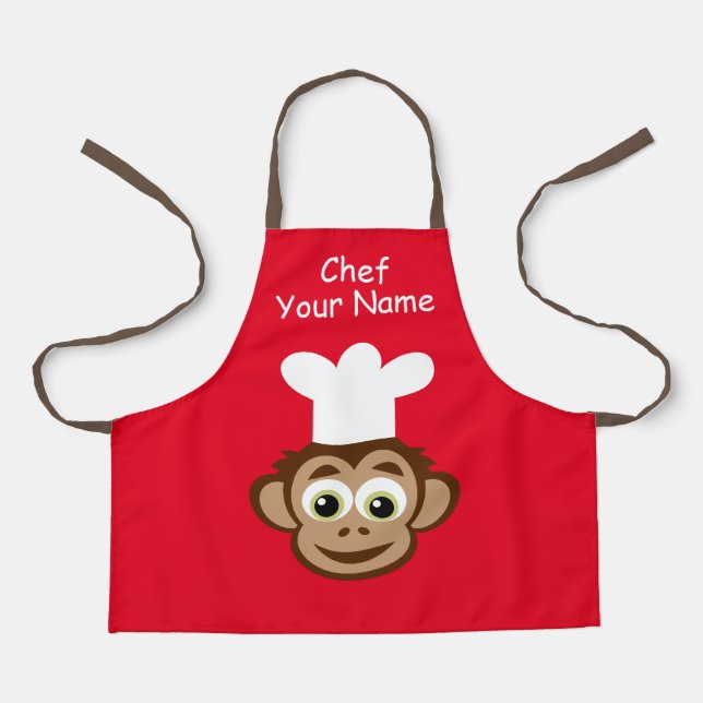 Tablier Cute chef singe caricature coin cuisine pour enfan (Recto)
