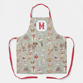 Tablier Cute Christmas Dogs Monogram