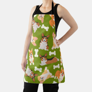 Tablier Cute Corgi Motif Vert