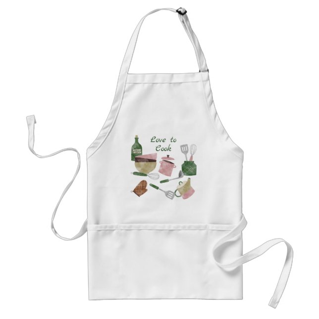 Tablier Cute Cuisine Ustensiles Aimer à cuisiner (Devant)