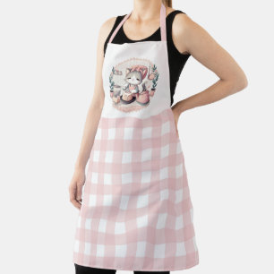 Tablier Cute Cuisson Kitten avec En vichy Motif rose