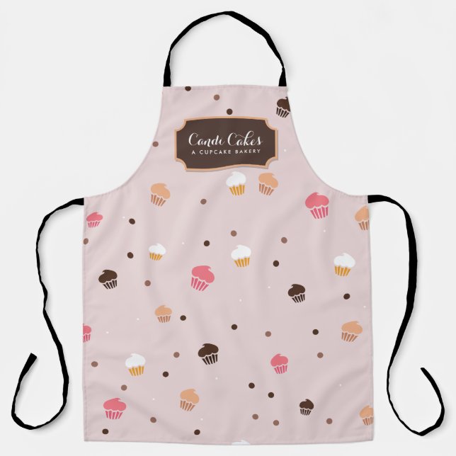 Tablier Cute Cupcakes Boulangerie Motif rose (Recto)