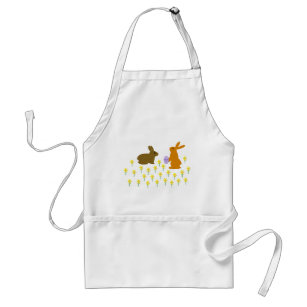 Tablier Cute Easter Bunnies and Daffodils Adult Apron