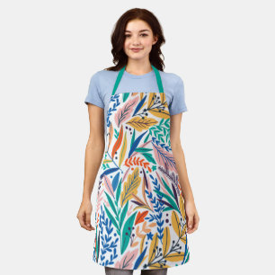 Tablier Cute feuille botanique Printemps Texte personnalis