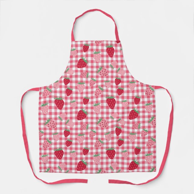 Tablier Cute fraise Plaid En vichy à motif (Recto)