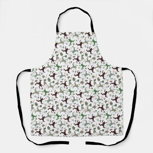 Tablier Cute Frogs Nature Floral Pattern (Recto)
