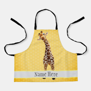 Tablier Cute Giraffe Safari Animal Jungle Nom Jaune