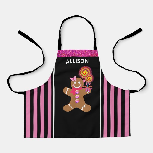 Tablier Cute Girly Pingerbread Girl Personnalisé Enfants (Recto)